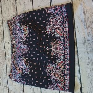 Talbots Woman Red Blue Paisley Print Cotton Blend Skirt 18W